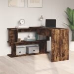 vidaXL Rohový stôl dymový dub 200x50x76 cm spracované drevo – Obrázok 3