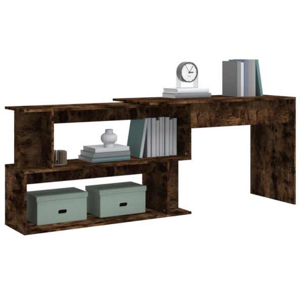vidaXL Rohový stôl dymový dub 200x50x76 cm spracované drevo – Obrázok 4