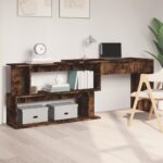 vidaXL Rohový stôl dymový dub 200x50x76 cm spracované drevo