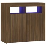 vidaXL Komoda s LED, hnedý dub 80x35x75 cm – Obrázok 2