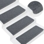 vidaXL Samolepiace nášľapy na schody 15 ks 65x24,5x3,5 cm sivé