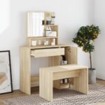 vidaXL Toaletný stolík so zrkadlom dub sonoma 86,5x35x136 cm – Obrázok 3