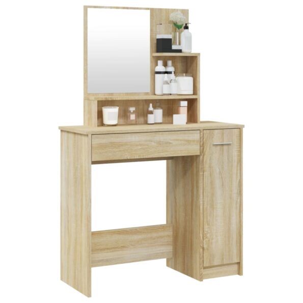 vidaXL Toaletný stolík so zrkadlom dub sonoma 86,5x35x136 cm – Obrázok 4