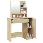 vidaXL Toaletný stolík so zrkadlom dub sonoma 86,5x35x136 cm – Obrázok 5