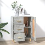 vidaXL Komoda betónovo sivá 69,5x34x90 cm spracované drevo – Obrázok 3