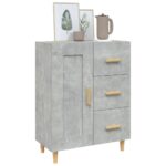 vidaXL Komoda betónovo sivá 69,5x34x90 cm spracované drevo – Obrázok 4