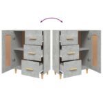 vidaXL Komoda betónovo sivá 69,5x34x90 cm spracované drevo – Obrázok 9