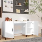 vidaXL Stôl lesklý biely 140x50x75 cm spracované drevo – Obrázok 3