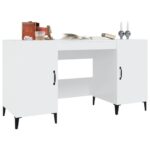 vidaXL Stôl lesklý biely 140x50x75 cm spracované drevo – Obrázok 4