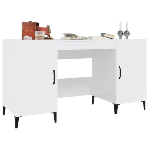 vidaXL Stôl lesklý biely 140x50x75 cm spracované drevo – Obrázok 4