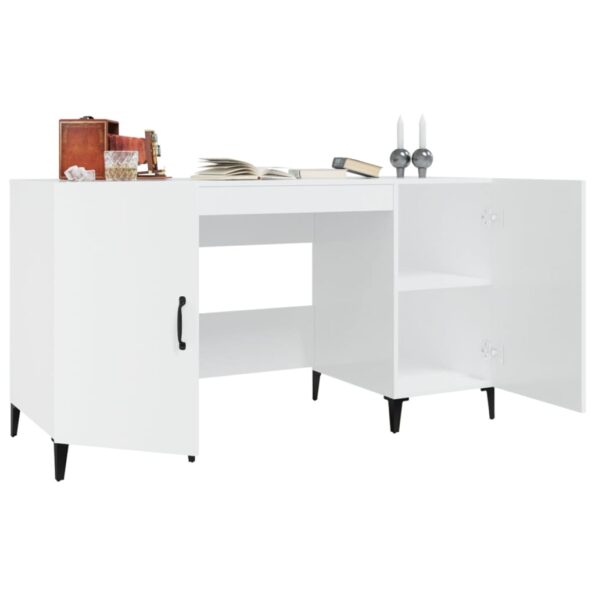 vidaXL Stôl lesklý biely 140x50x75 cm spracované drevo – Obrázok 5