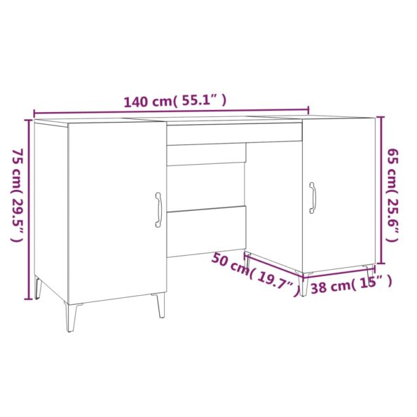 vidaXL Stôl lesklý biely 140x50x75 cm spracované drevo – Obrázok 9