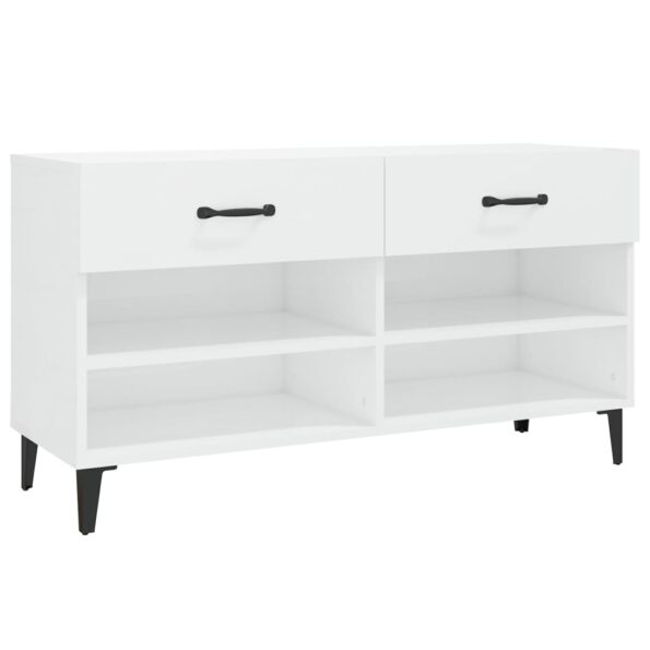 vidaXL Botník lesklý biely 102x35x55 cm spracované drevo – Obrázok 2