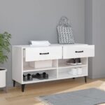 vidaXL Botník lesklý biely 102x35x55 cm spracované drevo – Obrázok 3