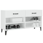 vidaXL Botník lesklý biely 102x35x55 cm spracované drevo – Obrázok 4