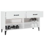 vidaXL Botník lesklý biely 102x35x55 cm spracované drevo – Obrázok 5