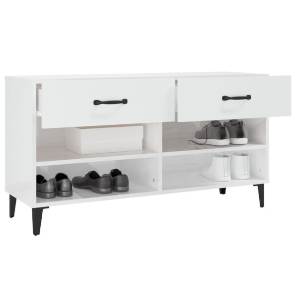 vidaXL Botník lesklý biely 102x35x55 cm spracované drevo – Obrázok 5