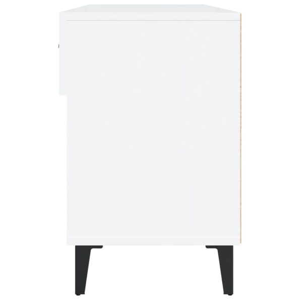 vidaXL Botník lesklý biely 102x35x55 cm spracované drevo – Obrázok 7