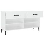 vidaXL Botník lesklý biely 102x35x55 cm spracované drevo – Obrázok 8