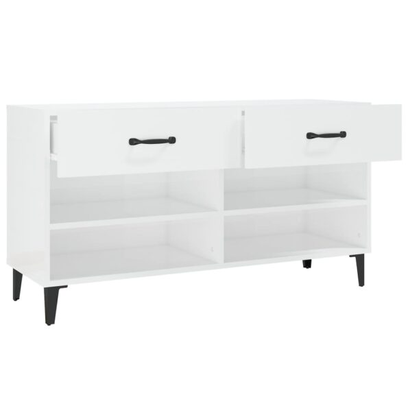 vidaXL Botník lesklý biely 102x35x55 cm spracované drevo – Obrázok 8