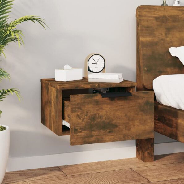 vidaXL Nástenný nočný stolík dymový dub 34x30x20 cm – Obrázok 7