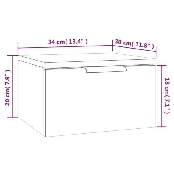 vidaXL Nástenný nočný stolík dymový dub 34x30x20 cm – Obrázok 10
