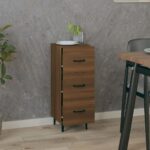 vidaXL Komoda hnedý dub 34,5x34x90 cm spracované drevo – Obrázok 3