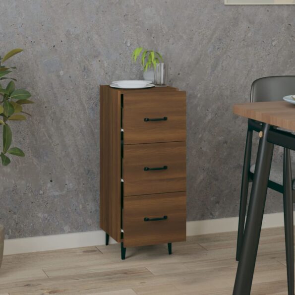 vidaXL Komoda hnedý dub 34,5x34x90 cm spracované drevo – Obrázok 3