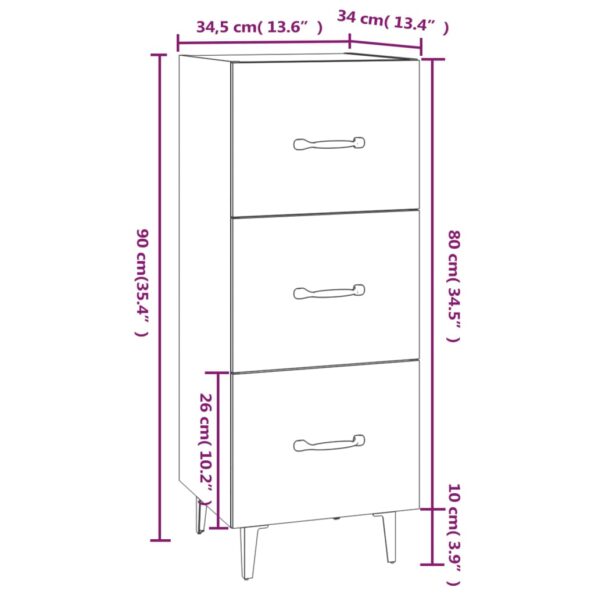 vidaXL Komoda hnedý dub 34,5x34x90 cm spracované drevo – Obrázok 9