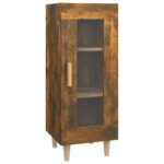 vidaXL Komoda dymový dub 34,5x34x90 cm spracované drevo – Obrázok 2