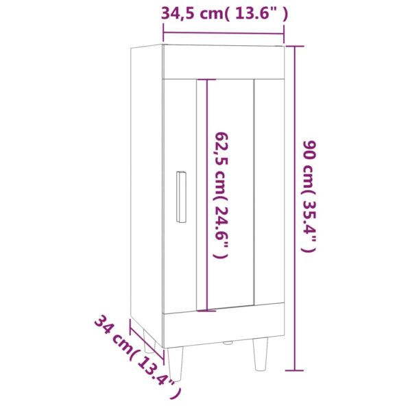 vidaXL Komoda dymový dub 34,5x34x90 cm spracované drevo – Obrázok 10