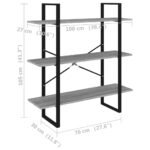 vidaXL Knižnica sivý dub sonoma 100x30x105 cm spracované drevo – Obrázok 7