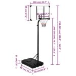 vidaXL Basketbalový stojan priehľadný 256-361 cm polykarbonát – Obrázok 10