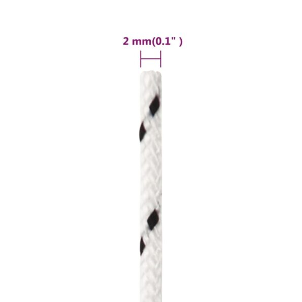 vidaXL Pletené lodné lano biele 2 mm x 50 m polyester – Obrázok 5