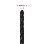 vidaXL Pracovné lano čierne 8 mm 250 m polypropylén – Obrázok 6