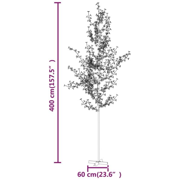 vidaXL Kvitnúca čerešňa LED strom teplá biela 672 LED 400 cm – Obrázok 8