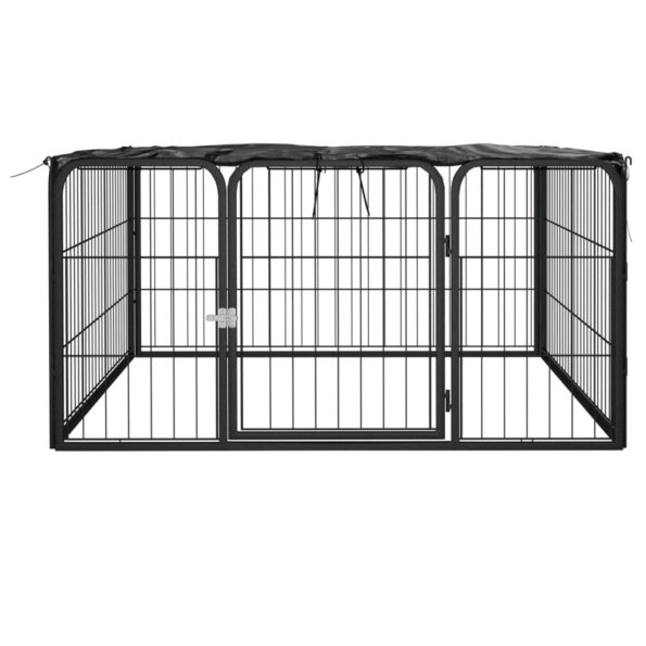 vidaXL Ohrádka pre psov 4 panely čierna 100x50 cm práškovaná oceľ – Obrázok 2