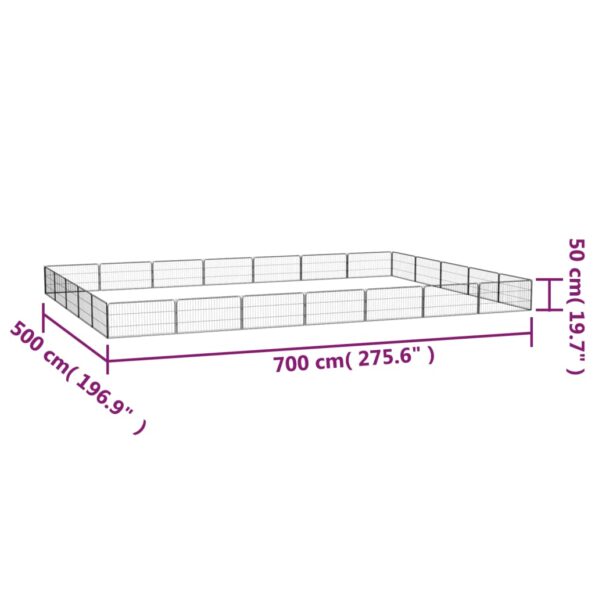 vidaXL Ohrádka pre psov 20 panelov čierna 100x50 cm práškovaná oceľ – Obrázok 7