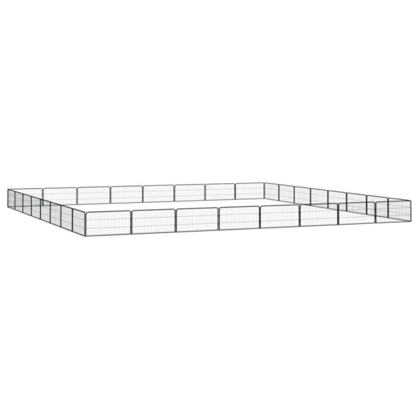 vidaXL Ohrádka pre psov 32 panelov čierna 100x50 cm práškovaná oceľ – Obrázok 3