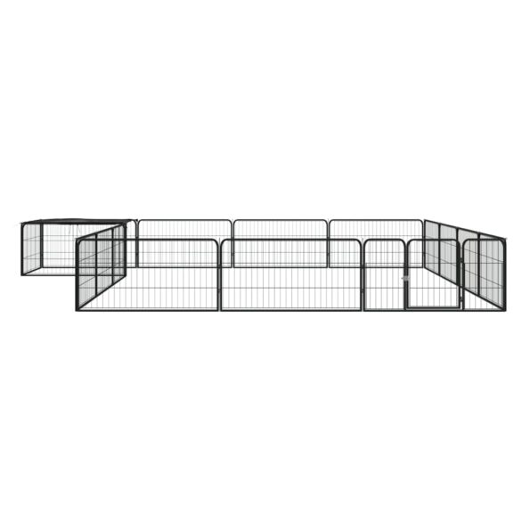 vidaXL Ohrádka pre psov 16 panelov čierna 100x50 cm práškovaná oceľ – Obrázok 2
