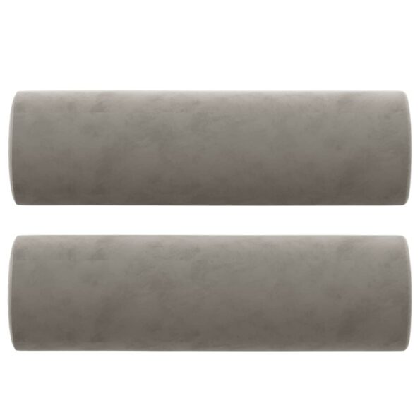 vidaXL Dekoratívne vankúše 2 ks bledosivé Ø15x50 cm zamat – Obrázok 2