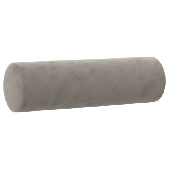vidaXL Dekoratívne vankúše 2 ks bledosivé Ø15x50 cm zamat – Obrázok 3