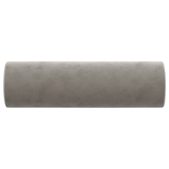 vidaXL Dekoratívne vankúše 2 ks bledosivé Ø15x50 cm zamat – Obrázok 4