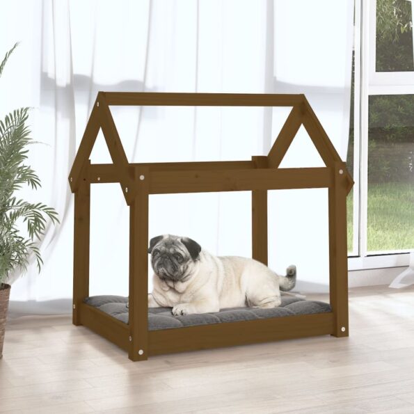 vidaXL Posteľ pre psa medovohnedá 71x55x70 cm borovicový masív – Obrázok 3