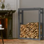 vidaXL Stojan na palivové drevo sivý 80x25x100 cm masívna borovica – Obrázok 3