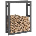 vidaXL Stojan na palivové drevo sivý 80x25x100 cm masívna borovica – Obrázok 4