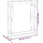 vidaXL Stojan na palivové drevo sivý 80x25x100 cm masívna borovica – Obrázok 8