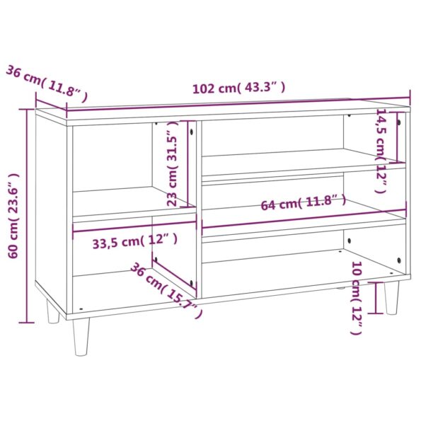 vidaXL Botník betónovo sivý 102x36x60 cm spracované drevo – Obrázok 8