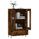 vidaXL Vysoká skrinka dymový dub 69,5x31x115 cm kompozitné drevo – Obrázok 4