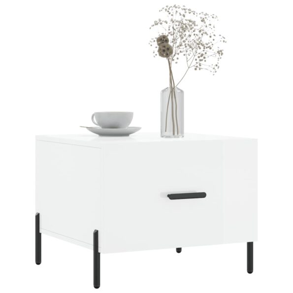 vidaXL Konferenčný stolík lesklý biely 50x50x40 cm kompozitné drevo – Obrázok 3